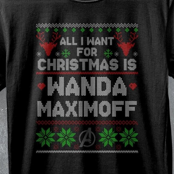The Avengers Wanda Maximoff Ugly Christmas Movie Hero Holiday Gift T-Shirt 170 - Picture 2 of 5